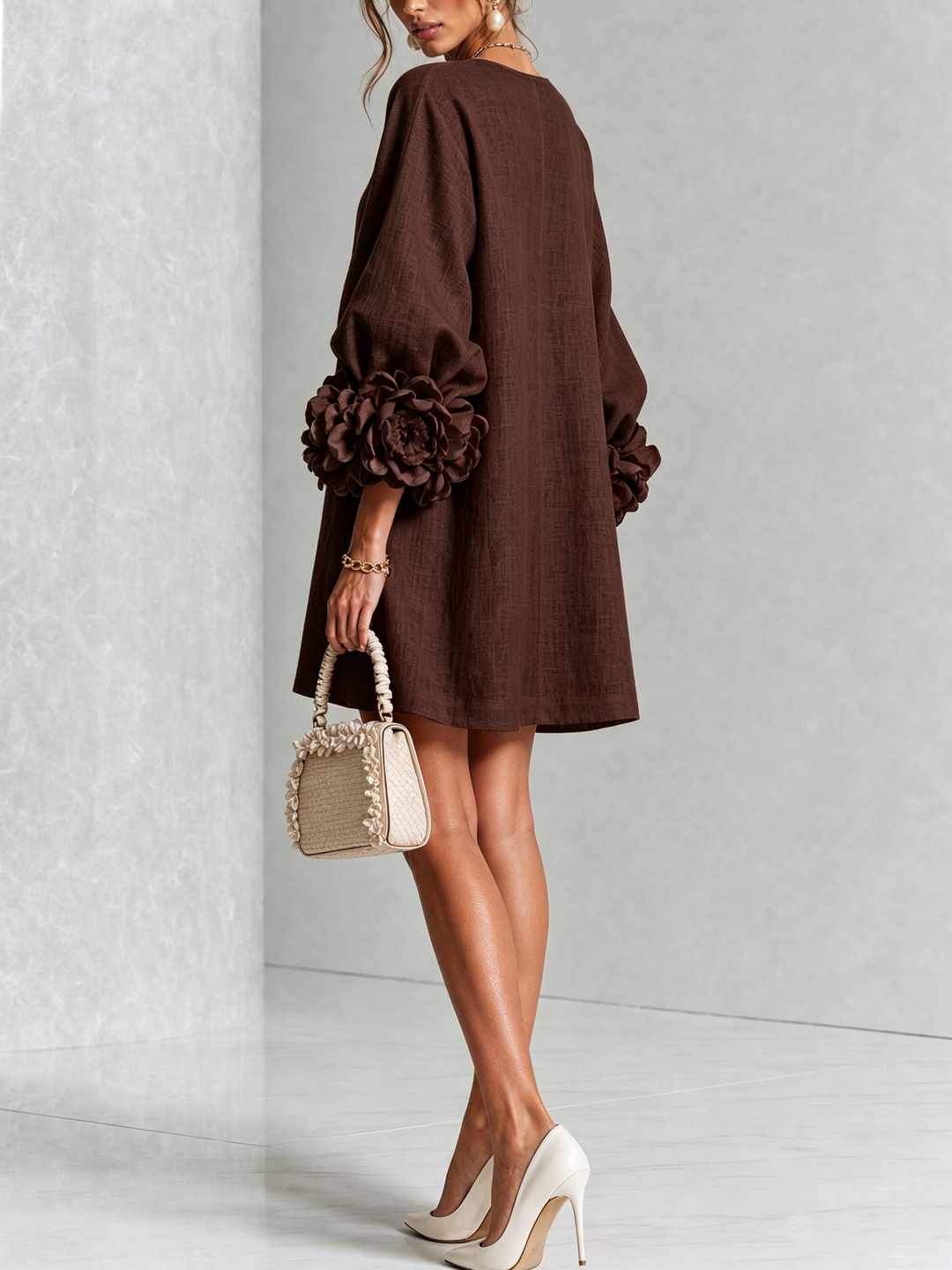 Janice | White Floral Button-down Mini Dress