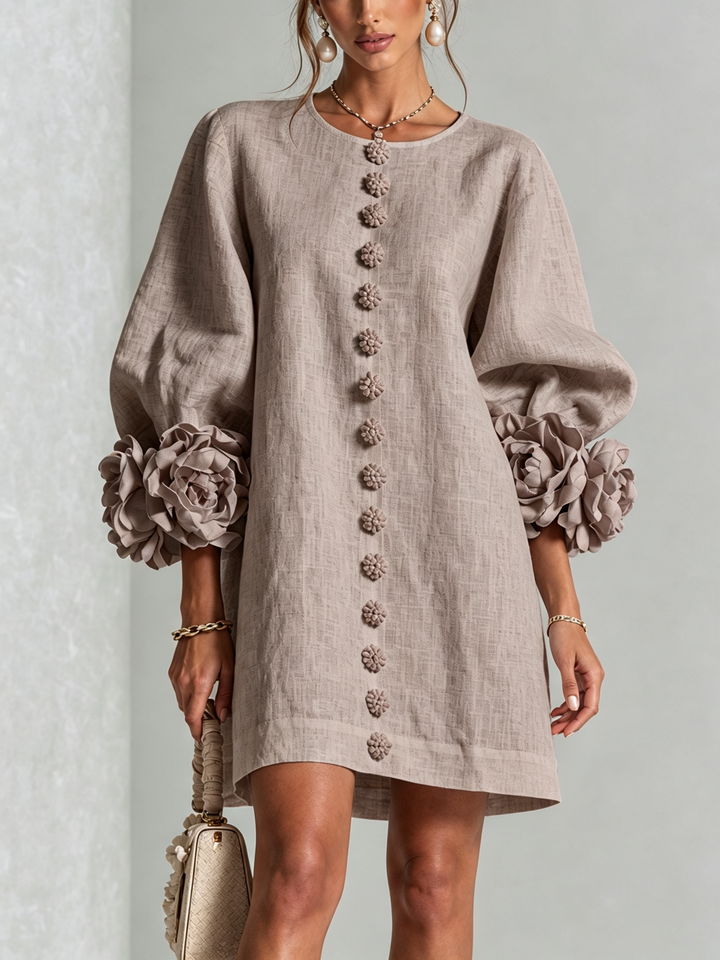 Janice | White Floral Button-down Mini Dress