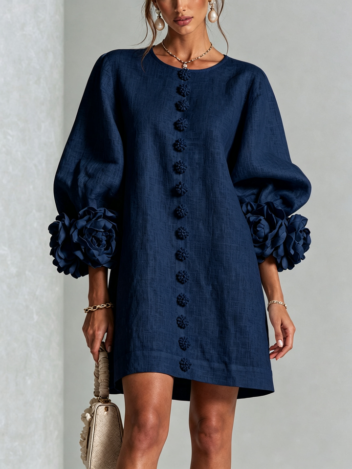 Janice | White Floral Button-down Mini Dress