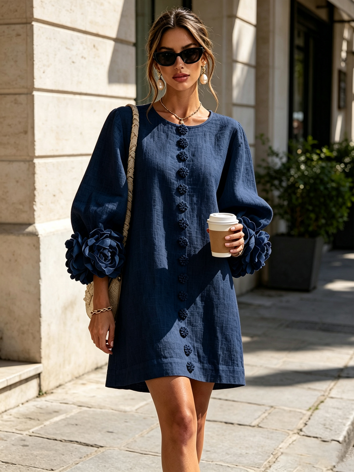 Janice | White Floral Button-down Mini Dress