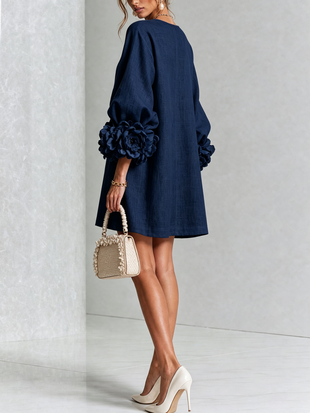 Janice | White Floral Button-down Mini Dress