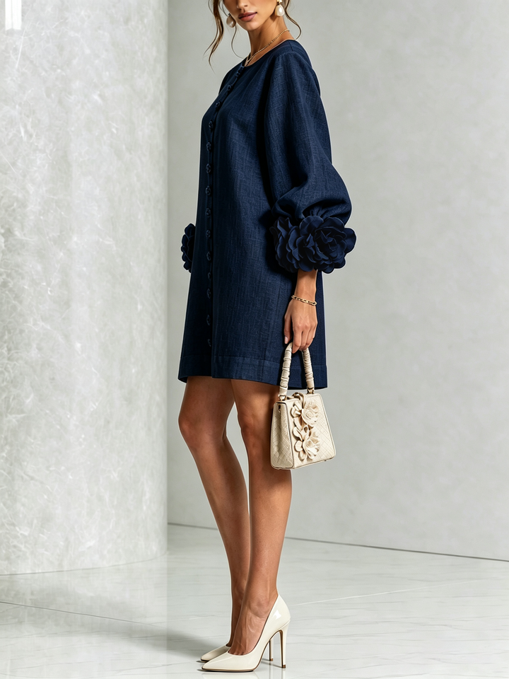 Janice | White Floral Button-down Mini Dress