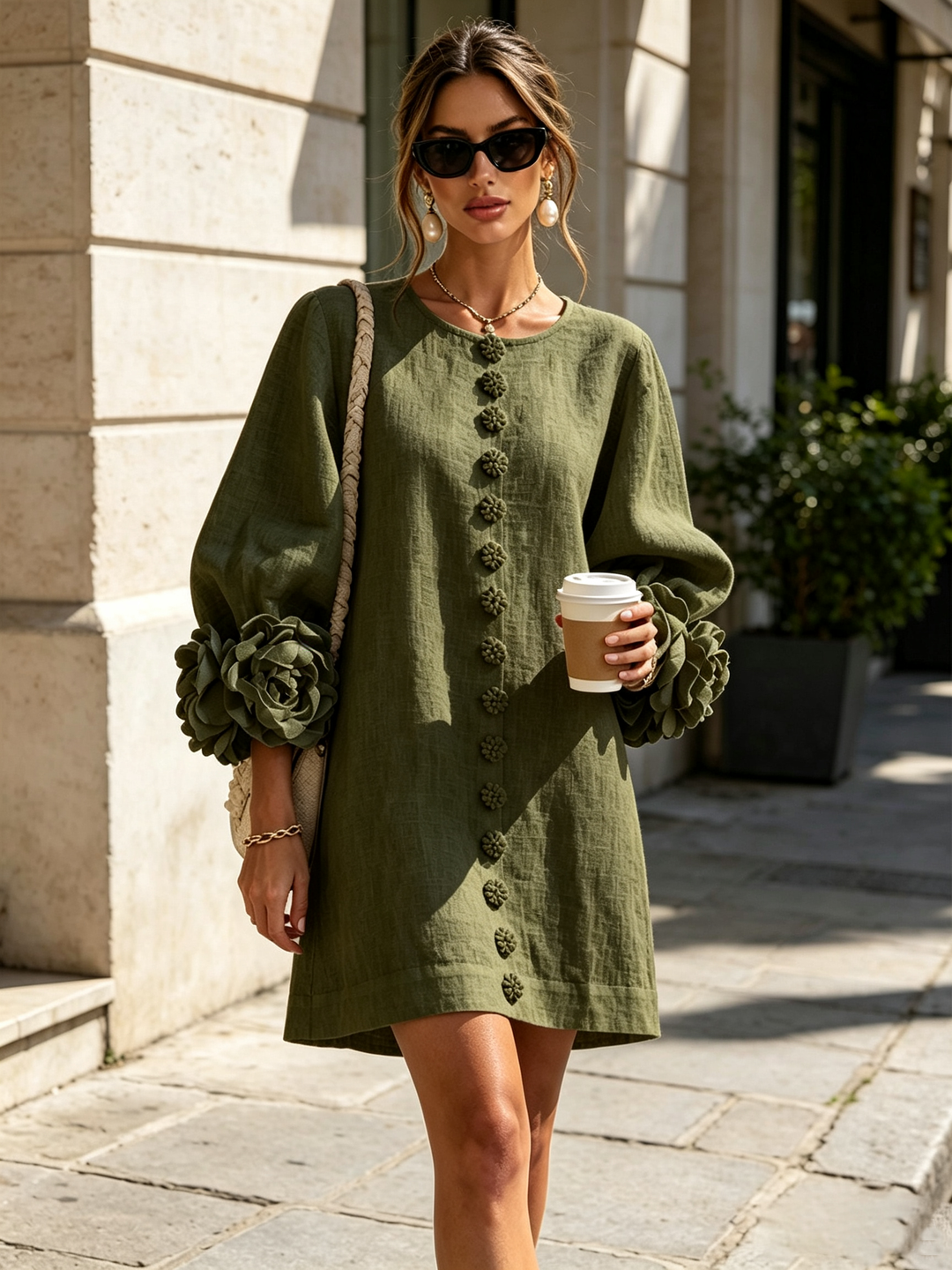 Janice | White Floral Button-down Mini Dress