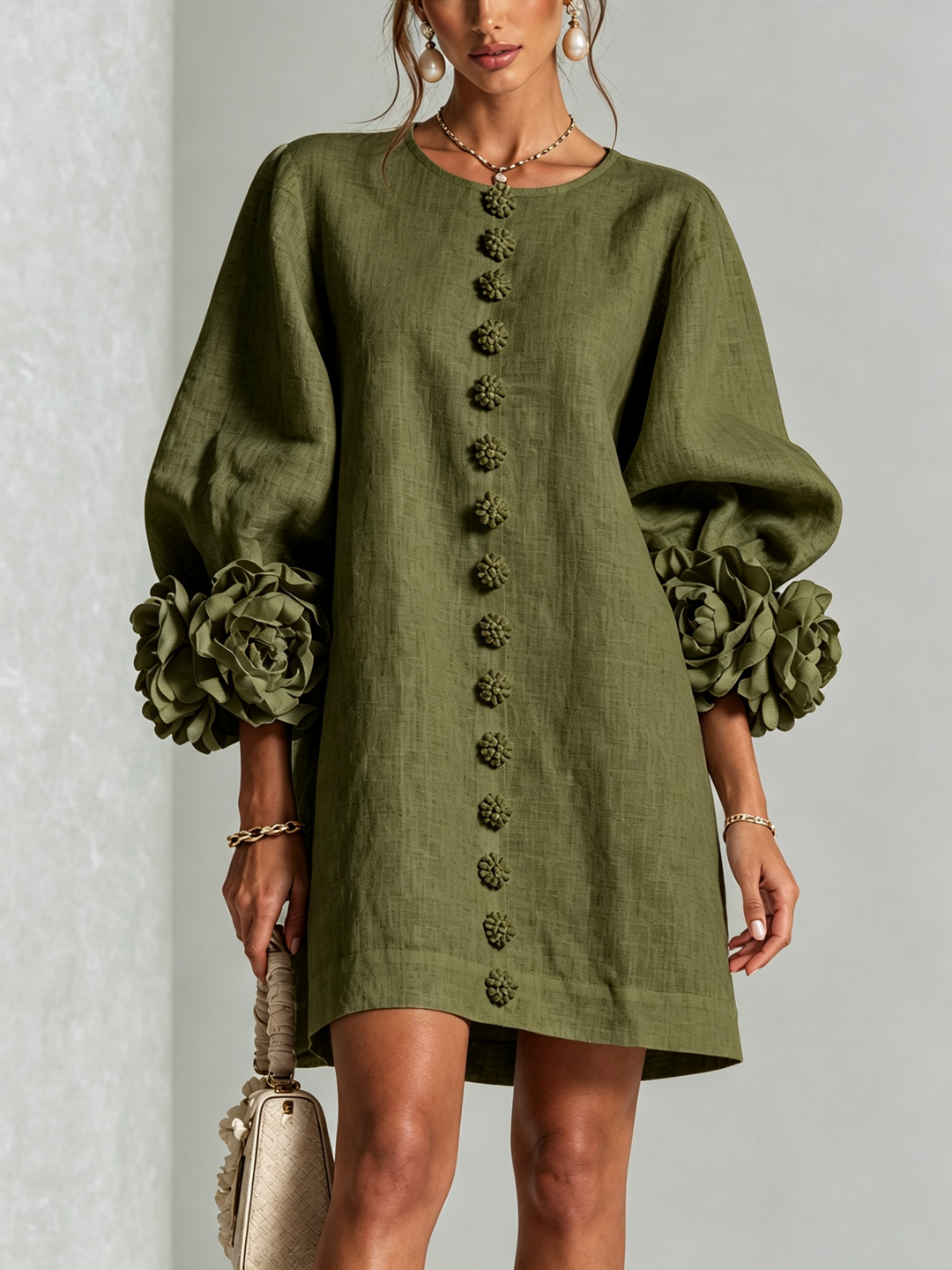 Janice | White Floral Button-down Mini Dress