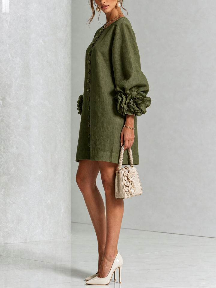 Janice | White Floral Button-down Mini Dress