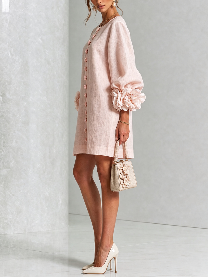 Janice | White Floral Button-down Mini Dress