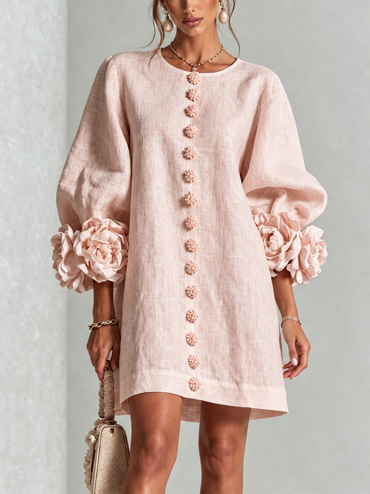 Janice | White Floral Button-down Mini Dress