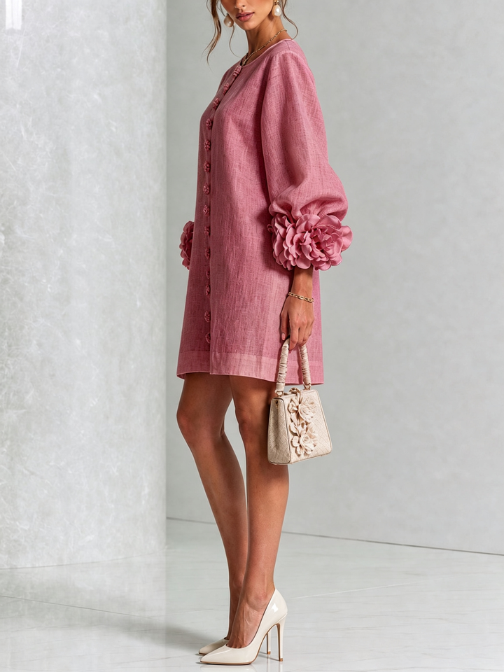 Janice | White Floral Button-down Mini Dress