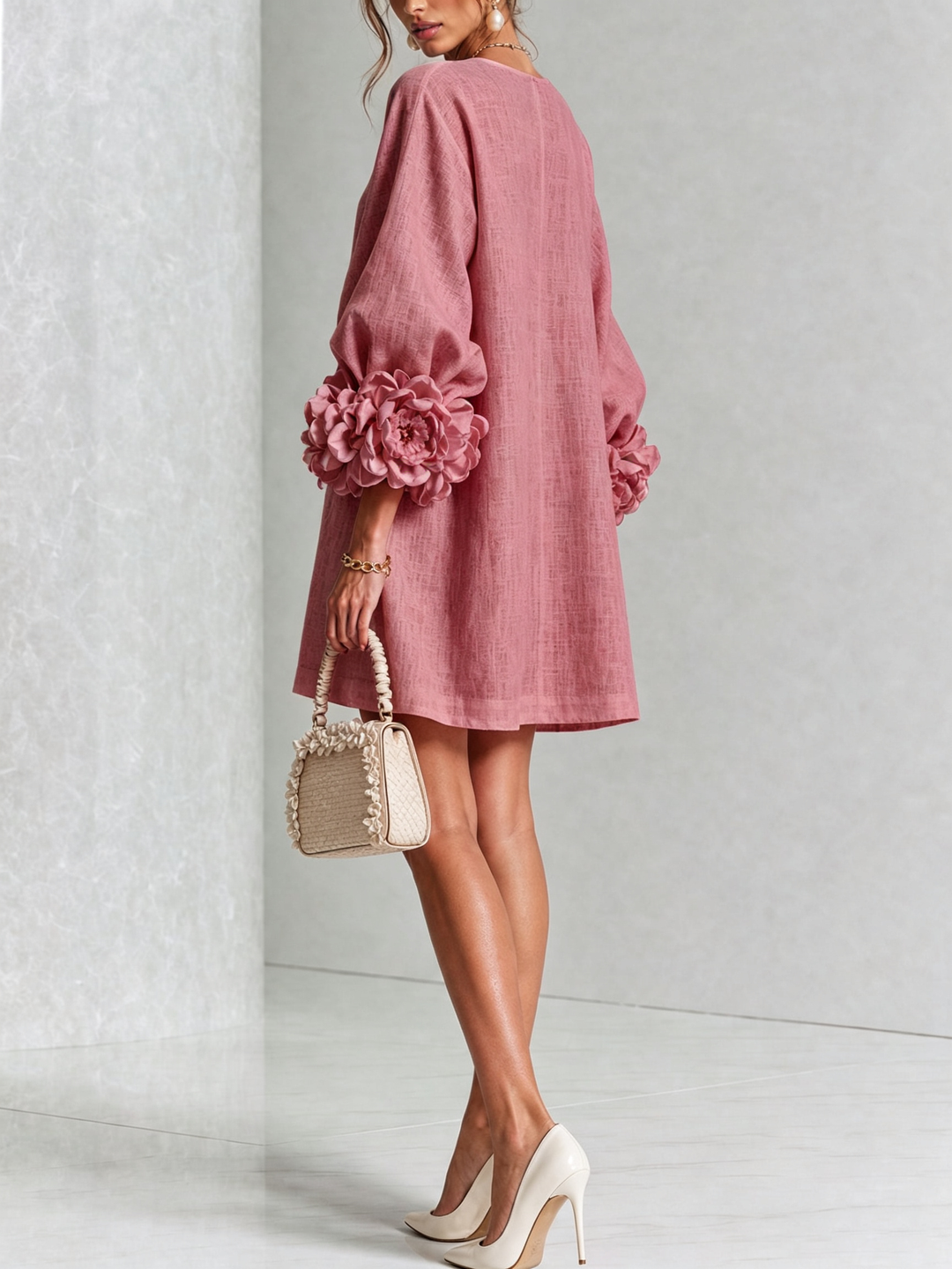 Janice | White Floral Button-down Mini Dress