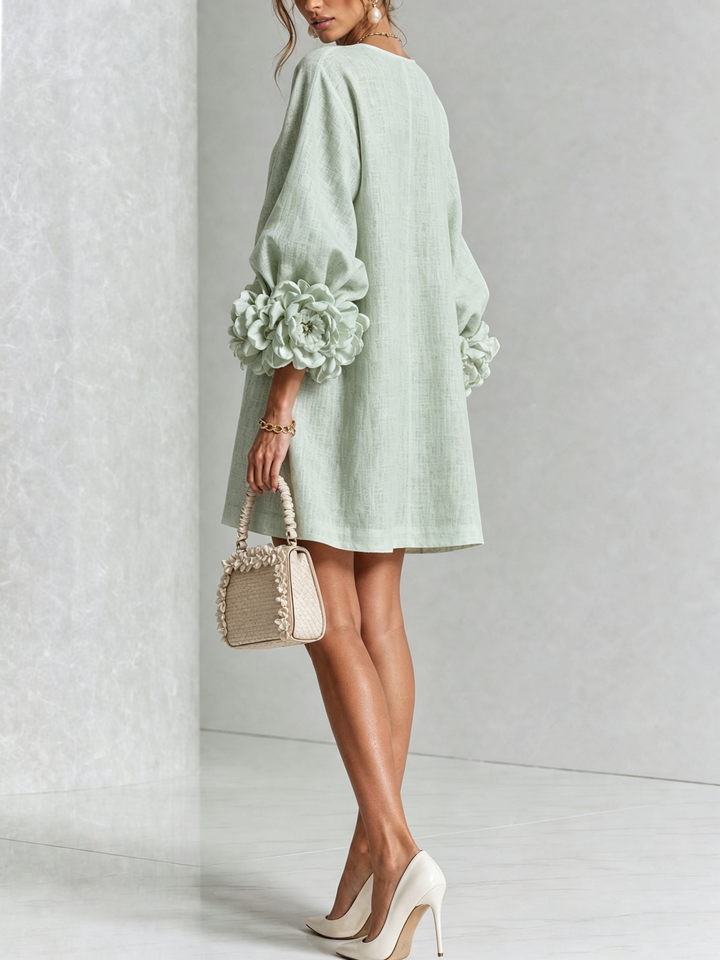 Janice | White Floral Button-down Mini Dress