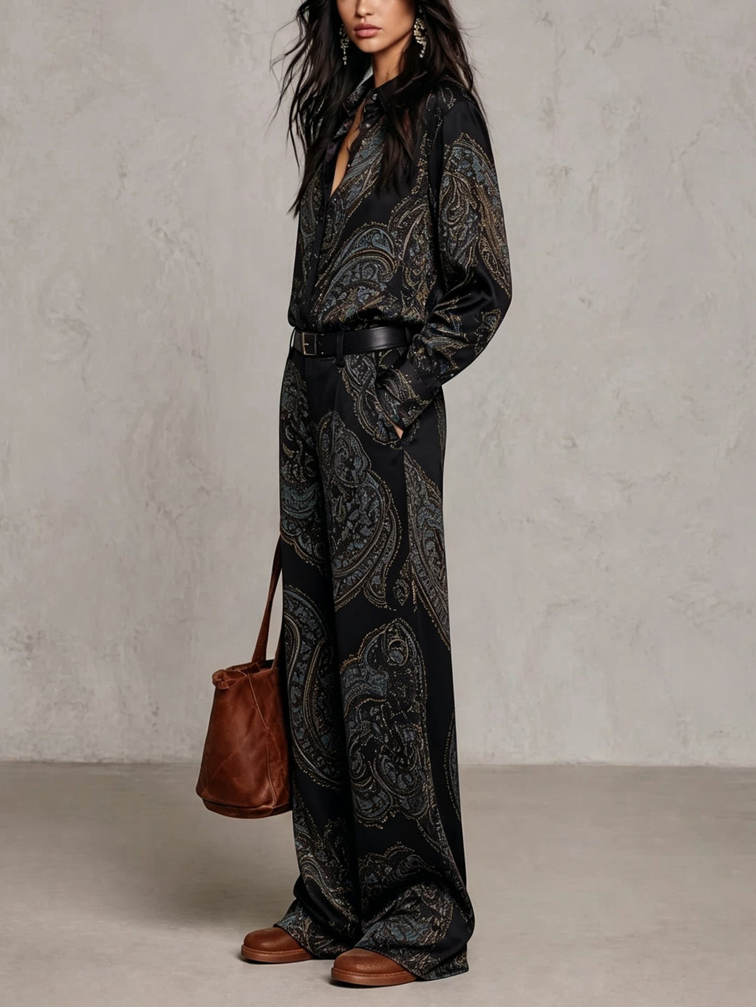 MARLENE | PAISLEY PANTS SET (with belt)