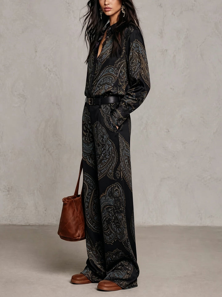 MARLENE | PAISLEY PANTS SET (with belt)