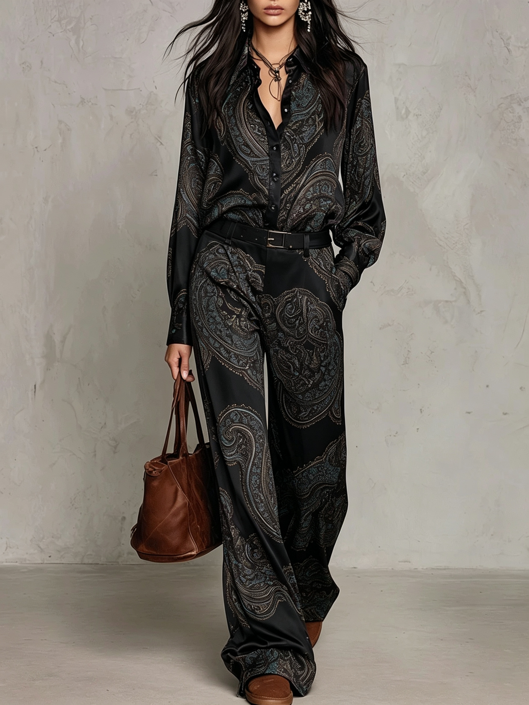 MARLENE | PAISLEY PANTS SET (with belt)