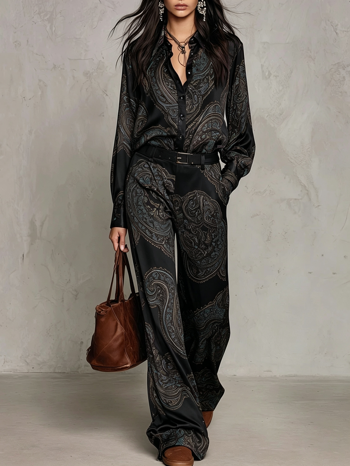 MARLENE | PAISLEY PANTS SET (with belt)