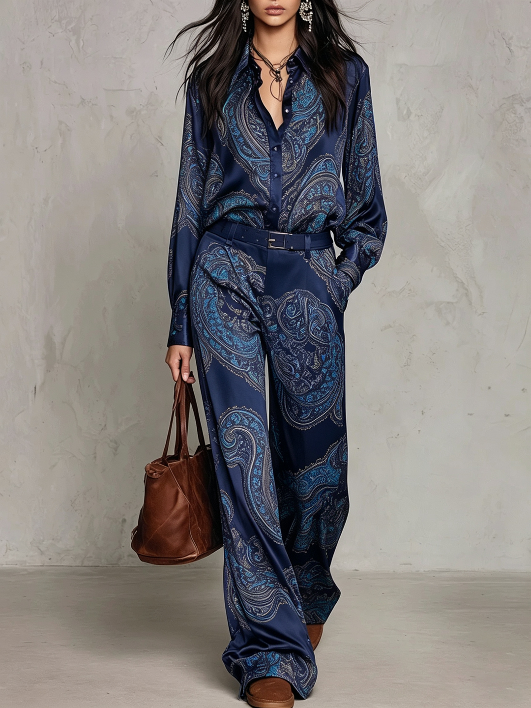 MARLENE | PAISLEY PANTS SET (with belt)