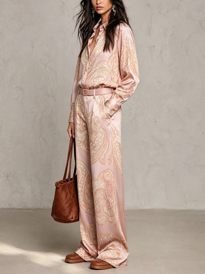 MARLENE | PAISLEY PANTS SET (with belt)