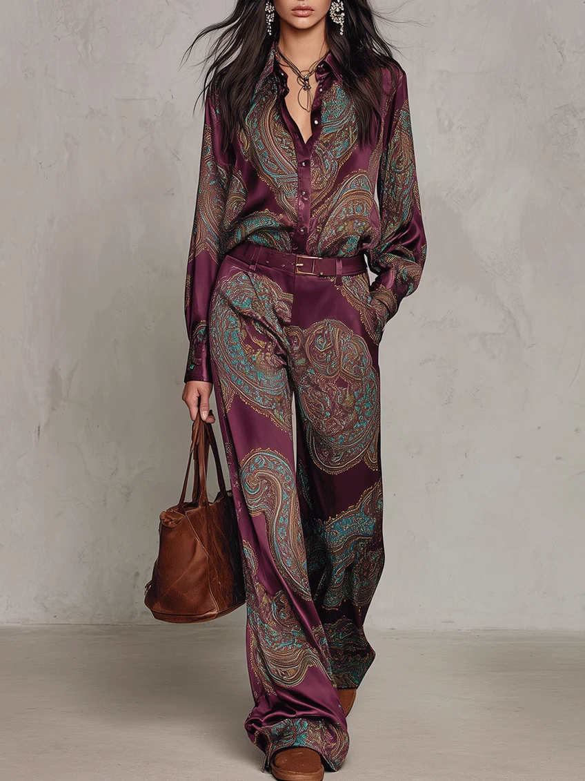 MARLENE | PAISLEY PANTS SET (with belt)