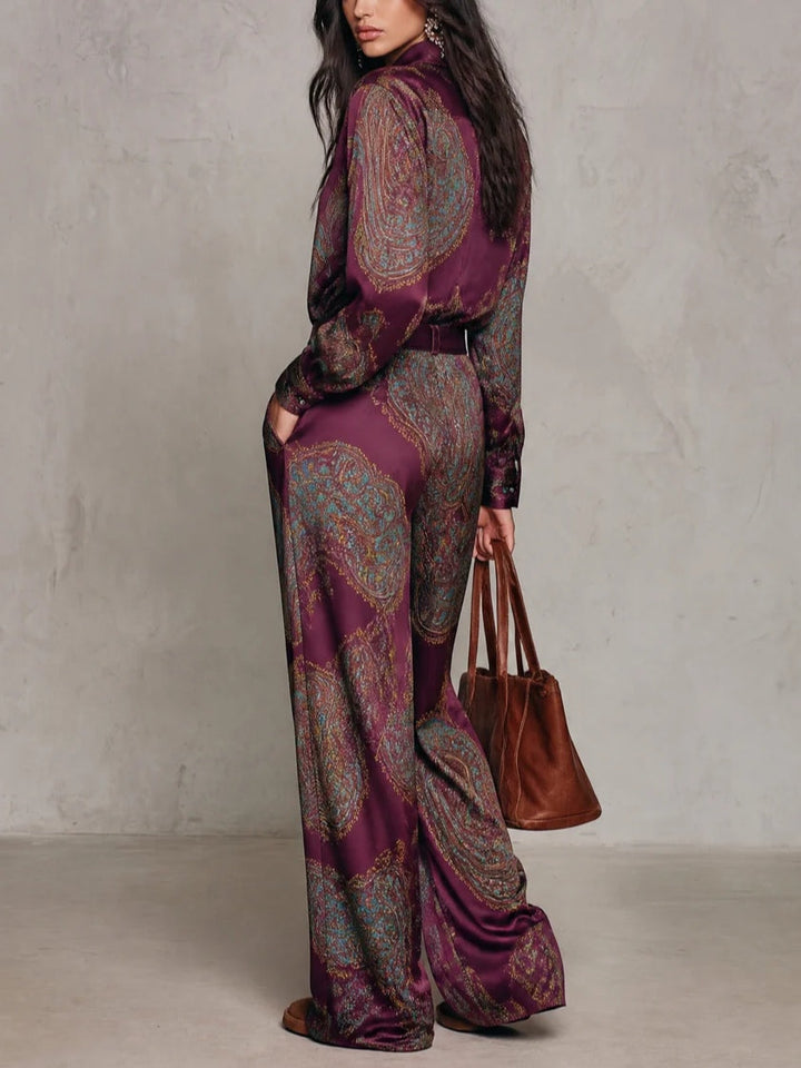 MARLENE | PAISLEY PANTS SET (with belt)