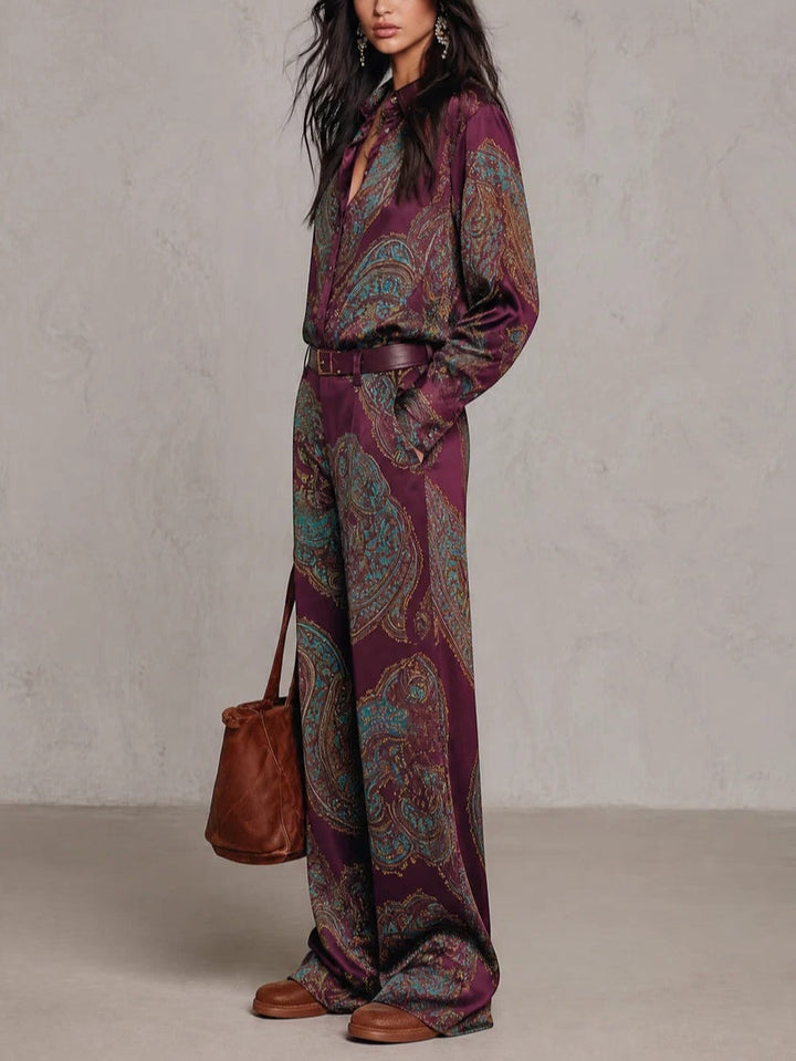 MARLENE | PAISLEY PANTS SET (with belt)
