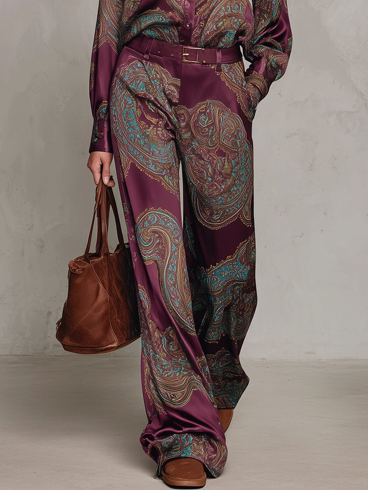 MARLENE | PAISLEY PANTS SET (with belt)