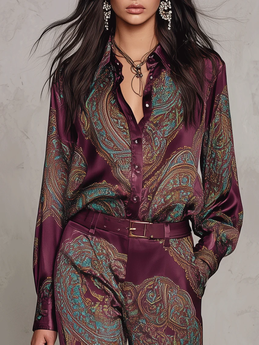MARLENE | PAISLEY PANTS SET (with belt)