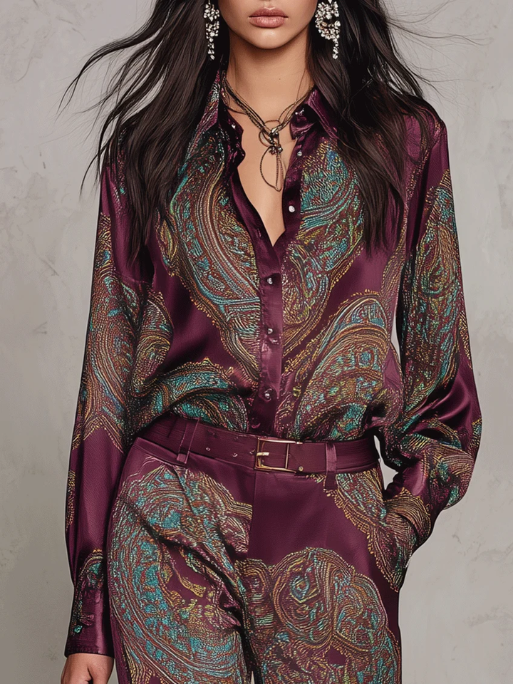 MARLENE | PAISLEY PANTS SET (with belt)