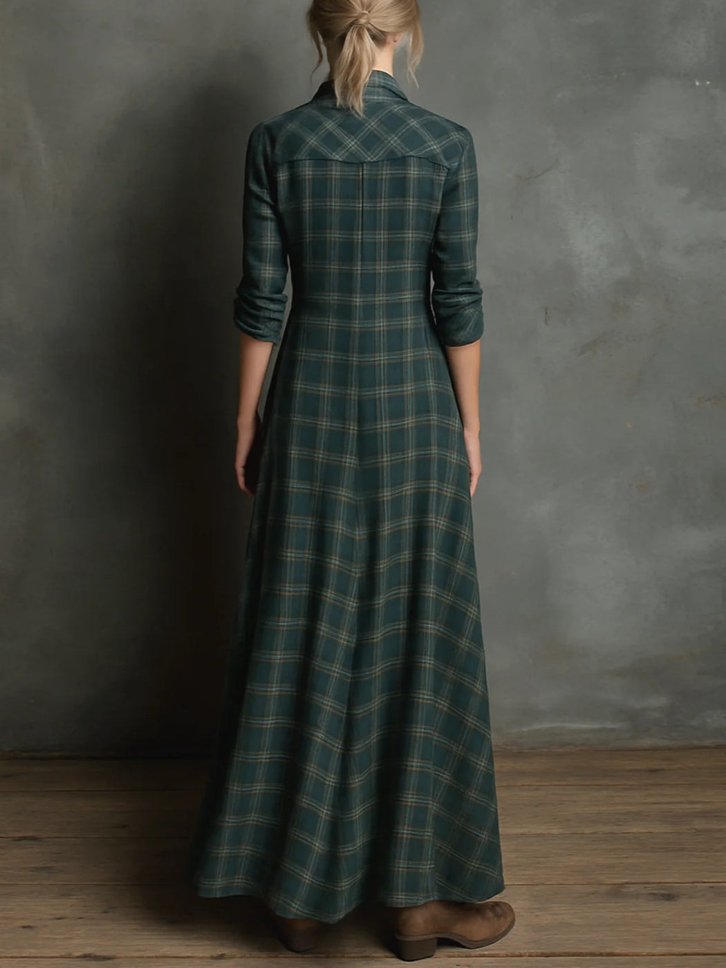 Madison | Gingham Collar Maxi Shirt Dress
