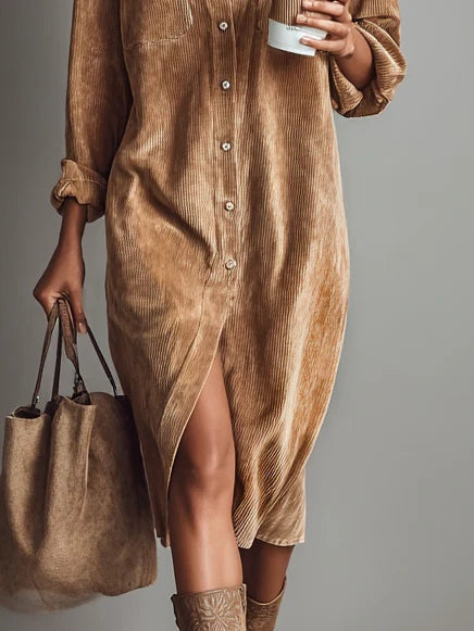 Estelle | Midi Velvet Corduroy Dress
