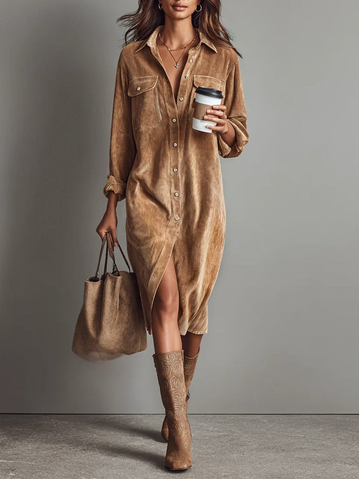Estelle | Midi Velvet Corduroy Dress