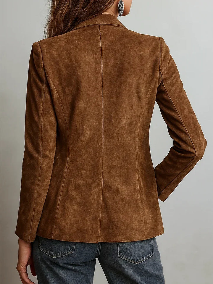 Saundra | Brown Contrast-Stitch Blazer