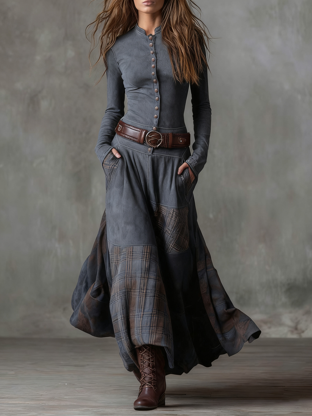 Helena Ivy | Winter Night Maxi Dress with Belt