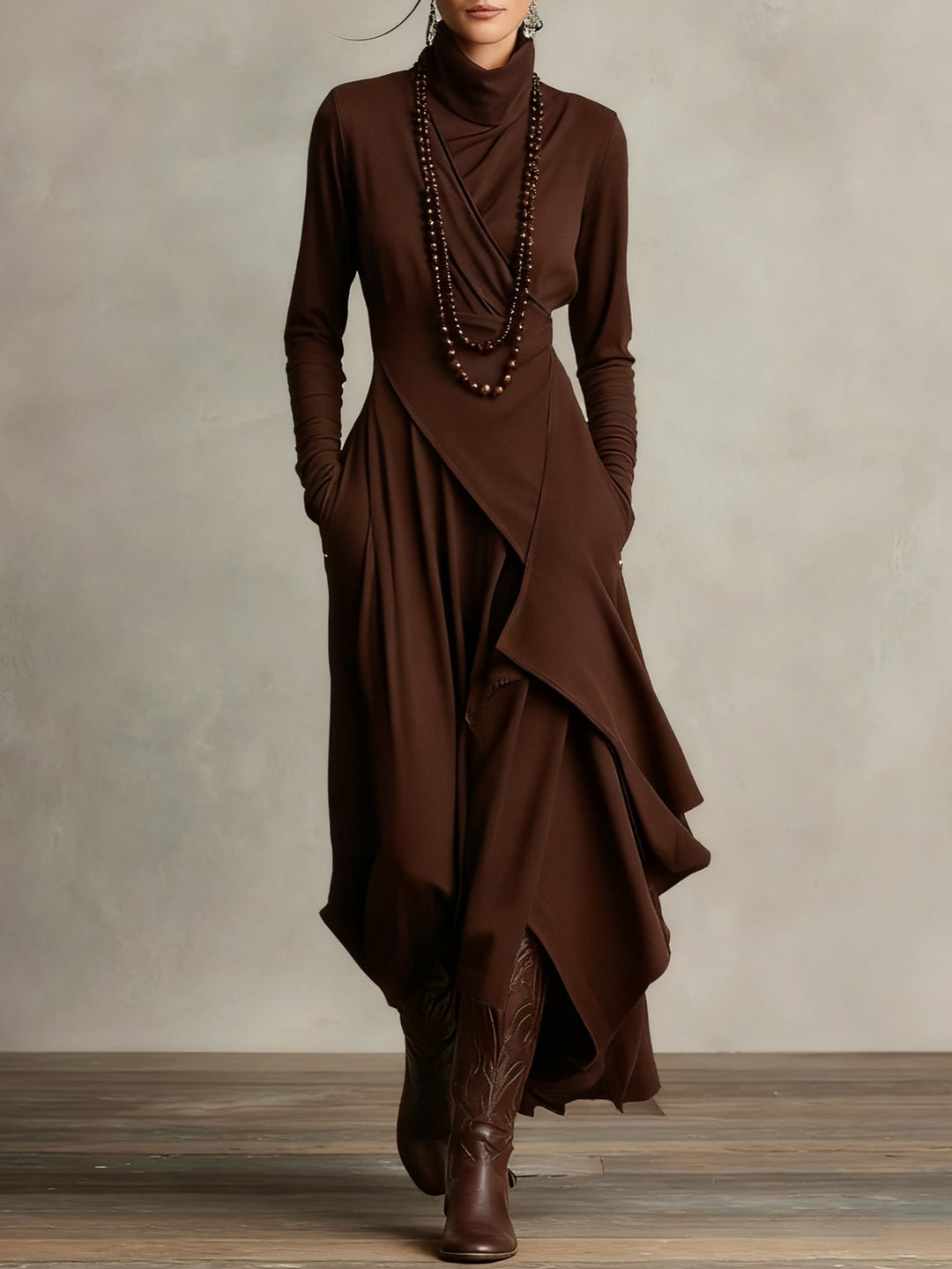 Arielle | Vintage Asymmetrical Turtleneck Dress