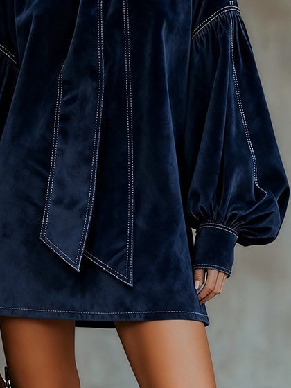 Tiffany | Mini Velvet Dress with Bow