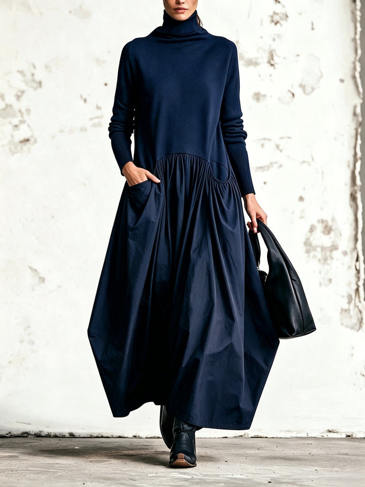 Odette | Oversized Maxi Dress with High Collar