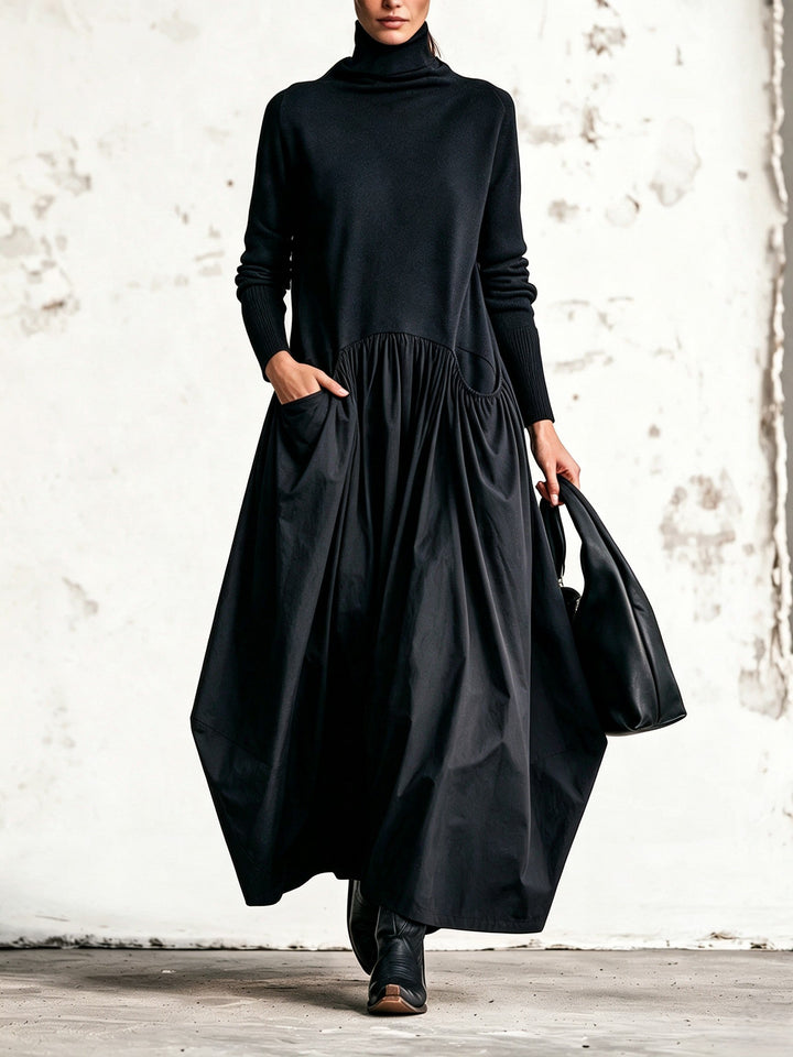 Odette | Oversized Maxi Dress with High Collar
