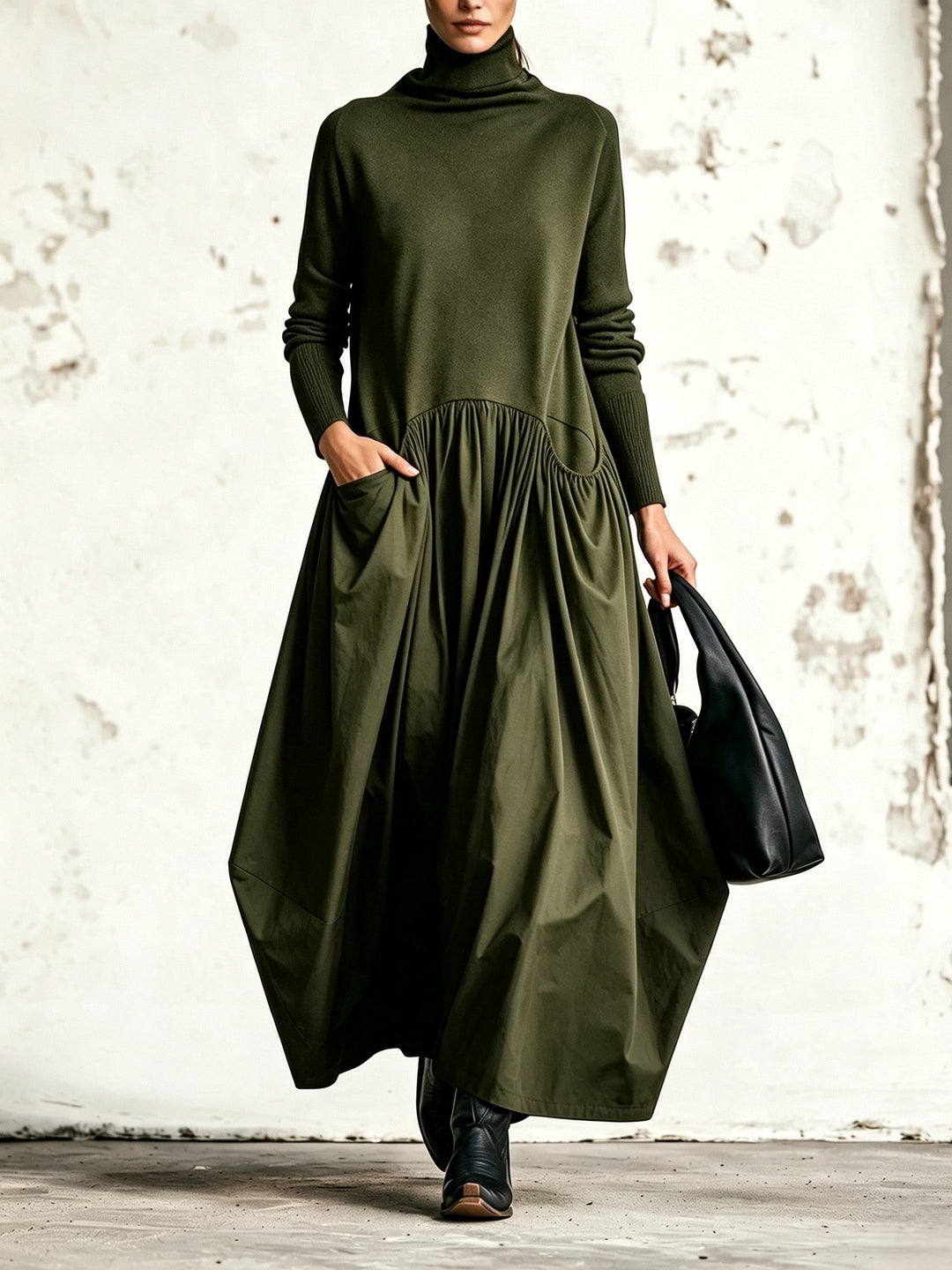 Odette | Oversized Maxi Dress with High Collar