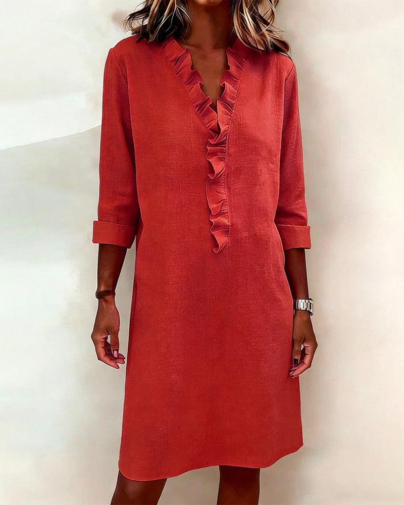 Meredith | Ruffled V-Neck Dress