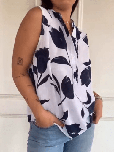Maine – Floral Vest with Stand Collar