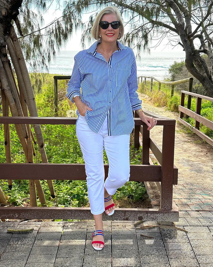 Lisette – Striped Button-Down Blouse