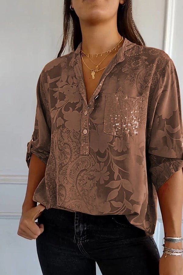 Pauline – Sequin Top with Lapel Neckline