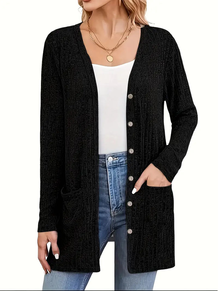 Melody – Longline Button-Front Cardigan