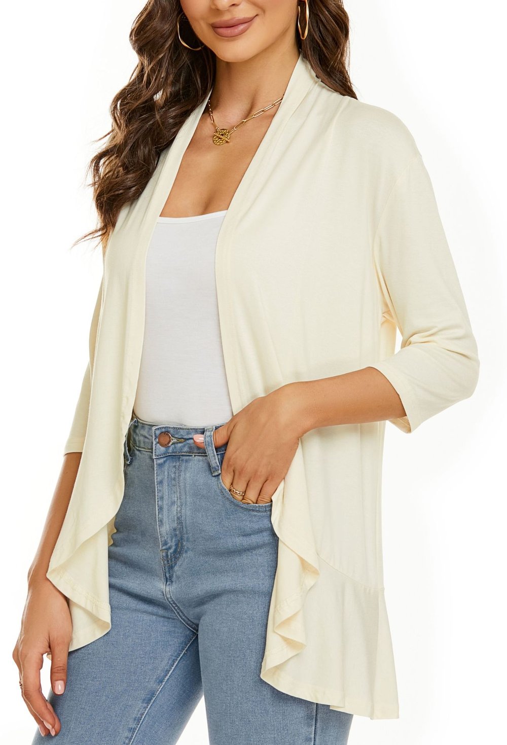 Clarita – Open-Front Cardigan with Irregular Hem