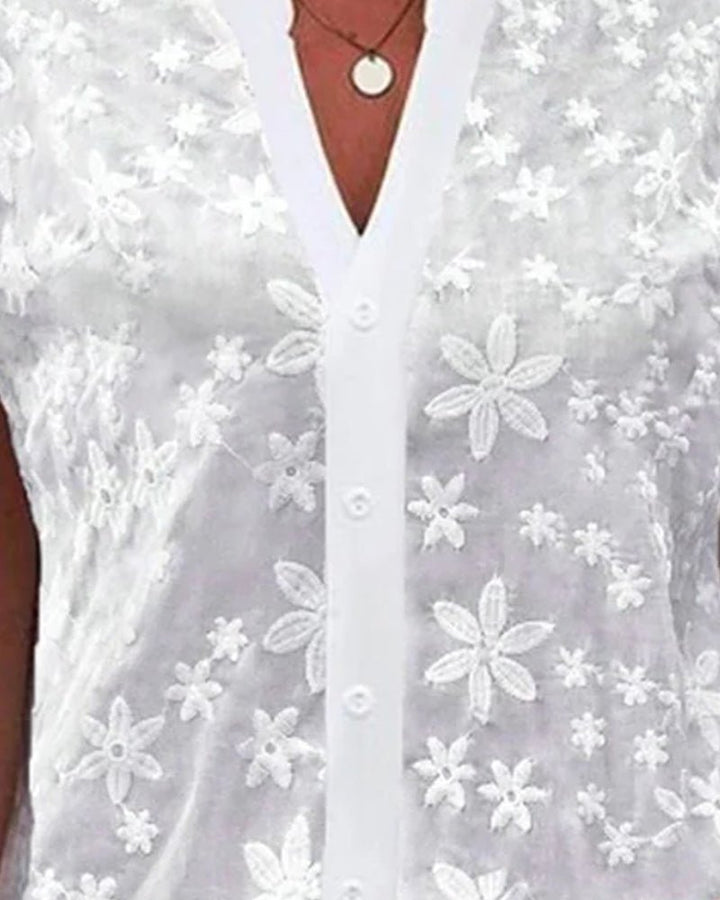 Coralie – Short-Sleeve Blouse with V-Neck