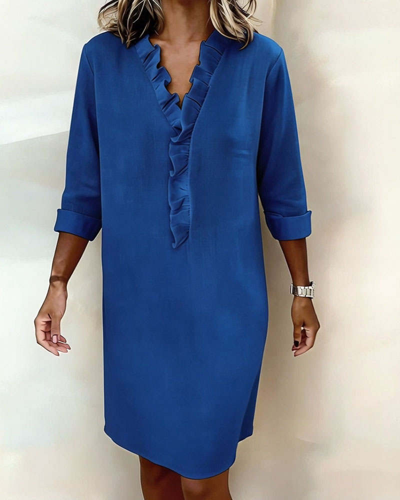 Meredith | Ruffled V-Neck Dress