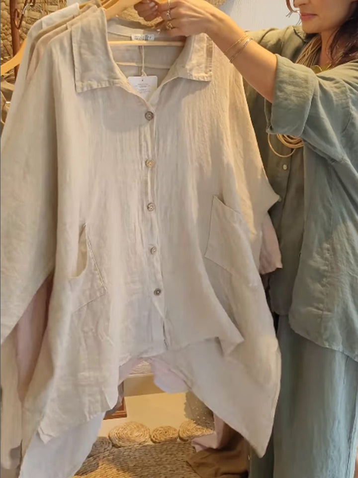 Lineth – Buttoned Blouse with 3/4 Sleeves