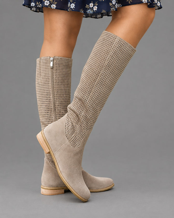 Alyssa | Perforated Knee High Boots