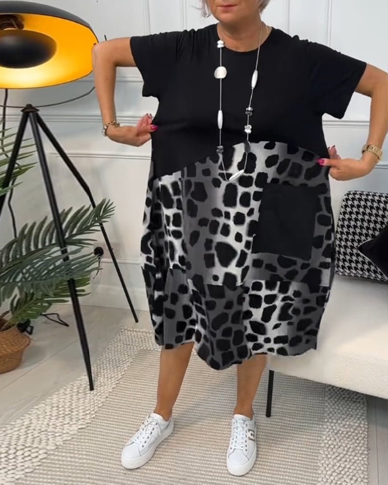 Cassandra – Printed Midi Dress with Pockets