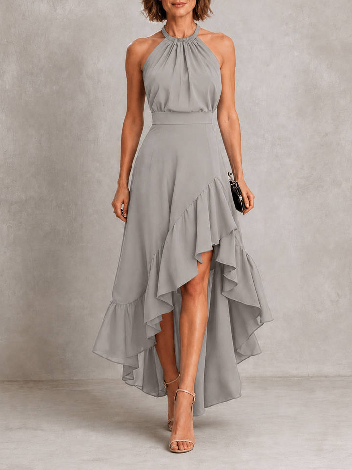 Chloe | Halter Ruffle Hem Dress