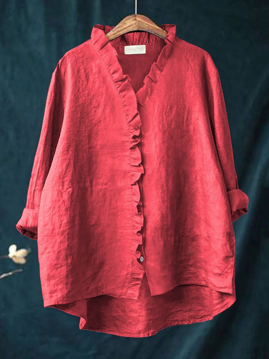 Rica – Ruffle Blouse with Vintage-Inspired Collar
