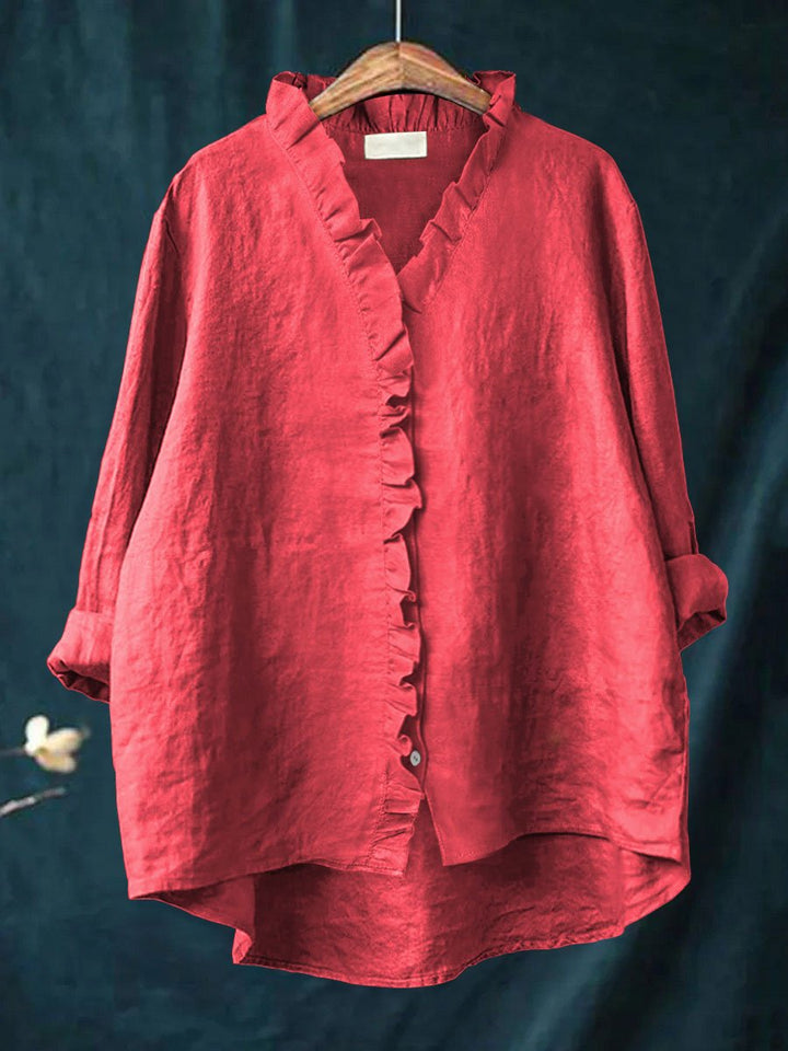 Rica – Ruffle Blouse with Vintage-Inspired Collar